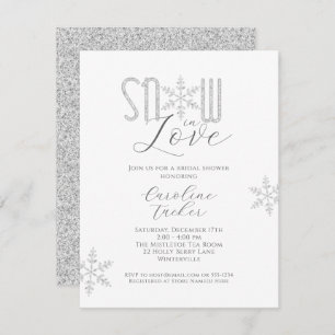 Schnee in Liebe Silver Snowflakes Brautparty Einladung