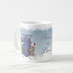 Schnee in Liebe - Snowman Couple geht Schlitten Ta Kaffeetasse