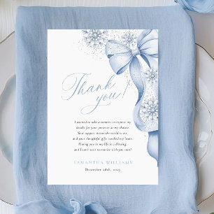 Schnee in Liebe Winter Blue Bow Brautparty Dankeskarte