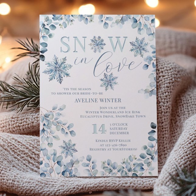 Schnee in Liebe Winterthema Brautparty Einladung (Snow in Love winter bridal shower invitation by Darling & May)