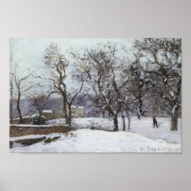 Schnee in Louveciennes (1870) von Camille Pissarro Poster (Vorne)