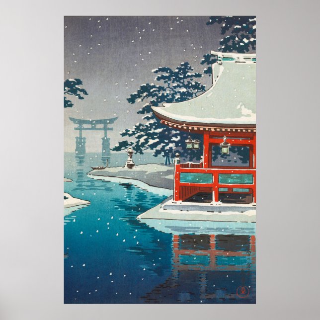 Schnee in Miyajima von Tsuchiya Koitsu Poster (Vorne)