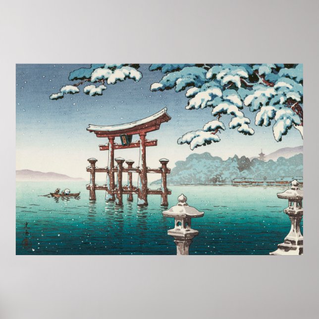 Schnee in Miyajima von Tsuchiya Koitsu Poster (Vorne)