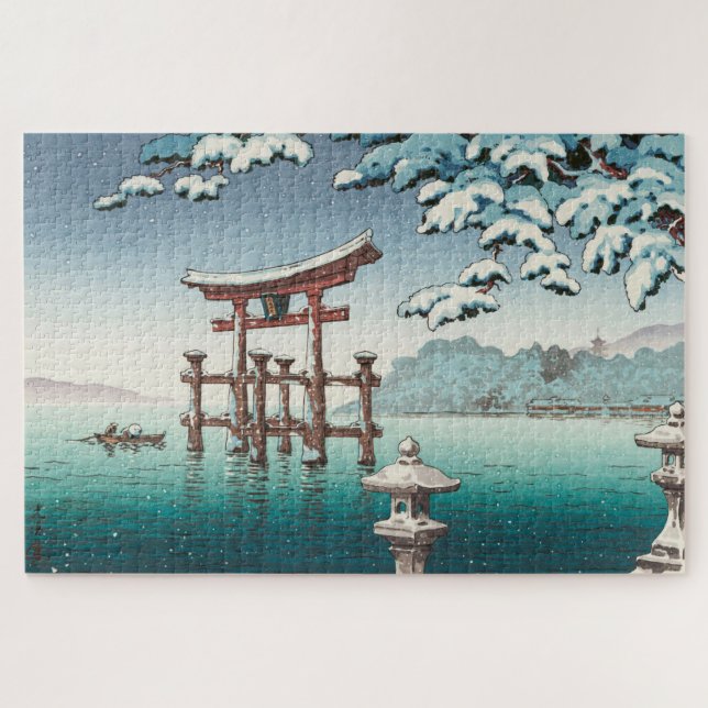 Schnee in Miyajima von Tsuchiya Koitsu Puzzle (Horizontal)