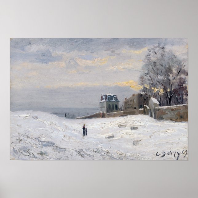 Schnee in Montmartre, 1869 Poster (Vorne)