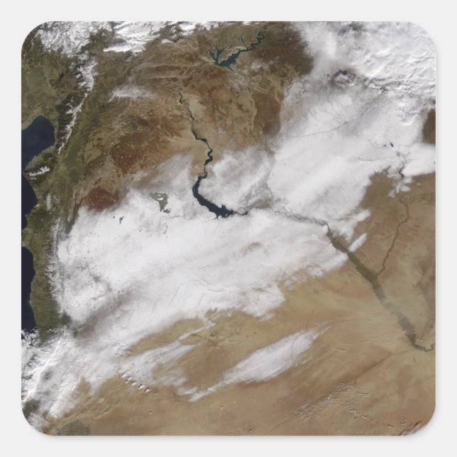 Schnee in Syrien Quadratischer Aufkleber (Vorderseite)