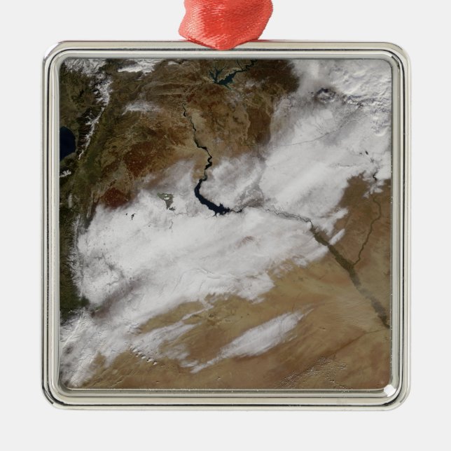Schnee in Syrien Silbernes Ornament (Vorne)