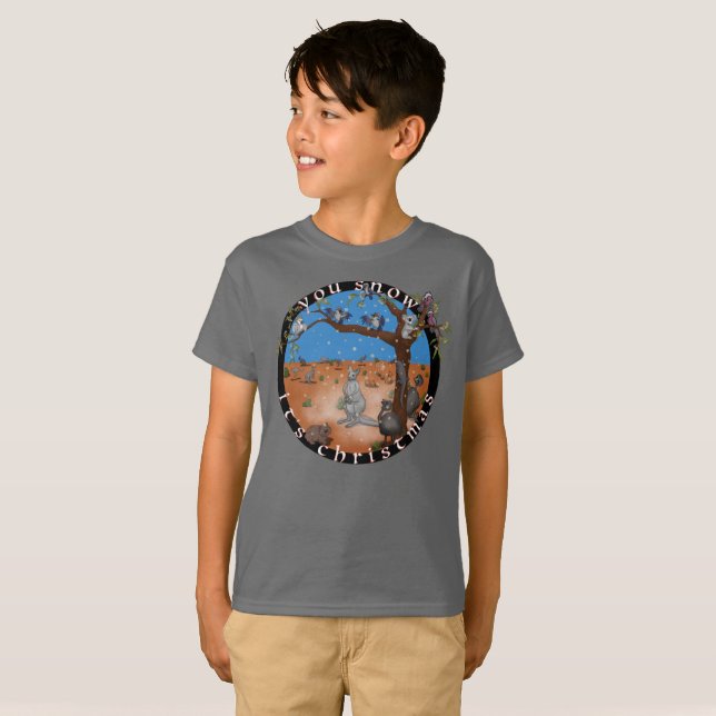 Schnee ist Weihnachten - Aussie Outback T - Shirt (Vorne ganz)
