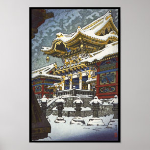 Schnee Kasamatsu Shiro an Yomei Tor in Nikko Poster