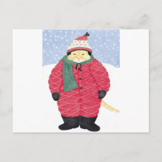 SCHNEE KATZE POSTKARTE