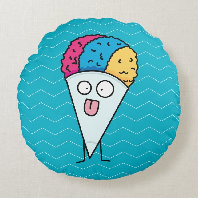 Schnee-Kegelzunge heraus lockern Rundes Kissen (Vorderseite)