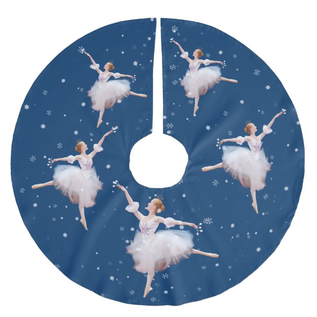 Schnee-Königin-Ballerina Polyester Weihnachtsbaumdecke (Vorderseite)