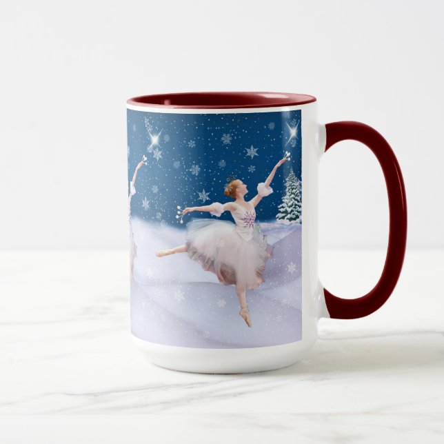 Schnee-Königin-Ballerina, Stern, Schneeflocken, Tasse (Rechts)