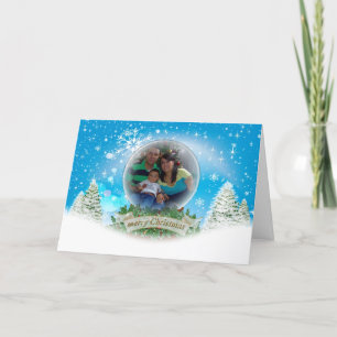 Schnee-Kugel-Foto-Weihnachtsgruß-Karte Feiertagskarte
