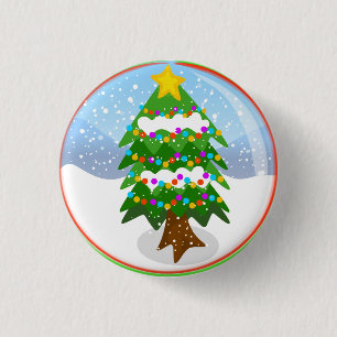 Schnee-Kugel-Weihnachtsbaum-Knopf Button