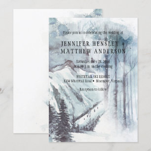 Schnee Landschaft Pine Trees Berge Hochzeiten Einladung