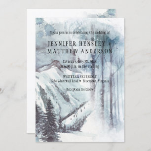 Schnee Landschaft Pinienbäume Berge Hochzeiten  Einladung