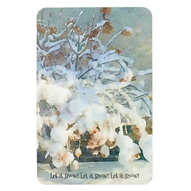 Schnee lassen - verschneit Hydrangea-Baum Magnet (Vertikal)