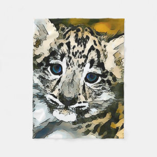 Schnee-Leopard-Babywatercolor-Kunst-Fleece-Decke Fleecedecke