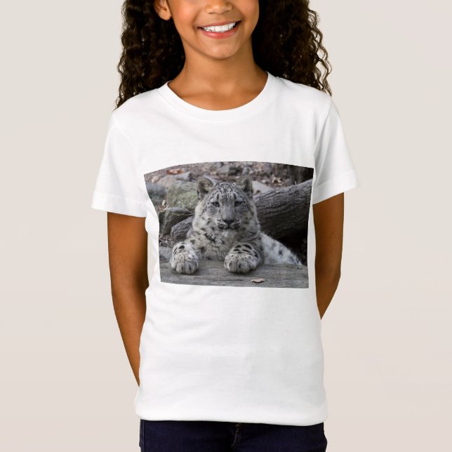 Schnee-Leopard-CUB-Sitzen T-Shirt (Vorderseite)