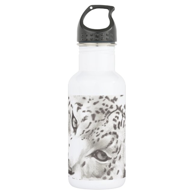 Schnee-Leopard Edelstahlflasche (Vorderseite)