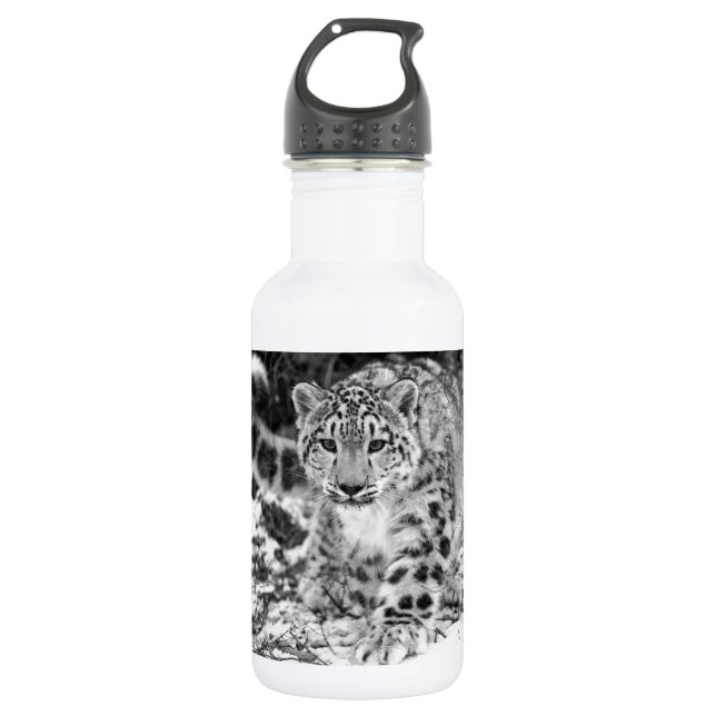 Schnee-Leopard Edelstahlflasche (Vorderseite)