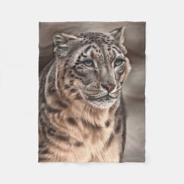 Schnee-Leopard-Fleece-Decke Fleecedecke (Vorderseite)