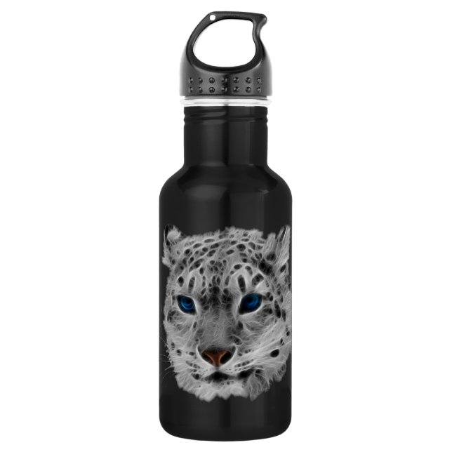 Schnee-Leopard-Fraktal Edelstahlflasche (Vorderseite)