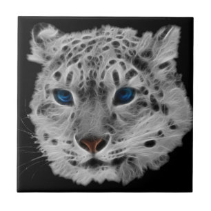 Schnee-Leopard-Fraktal Fliese