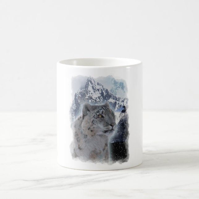SCHNEE LEOPARD gefährdete Arten von Big Cat Tasse (Mittel)