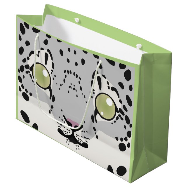 Schnee-Leopard-Geschenk-Tasche Große Geschenktüte (Vorderseite Schrägansicht)