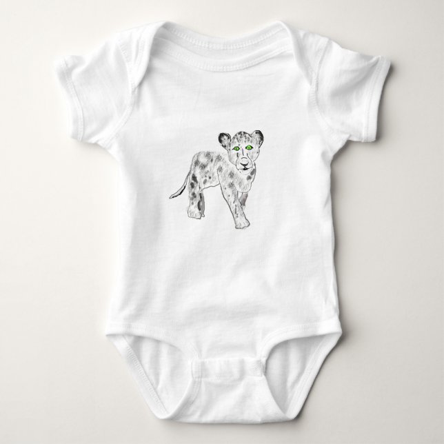Schnee-Leopard-Illustration Baby Strampler (Vorderseite)