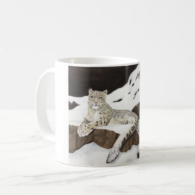 Schnee-Leopard Kaffeetasse (Vorderseite Links)