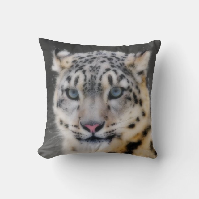 Schnee-Leopard Kissen (Vorderseite)