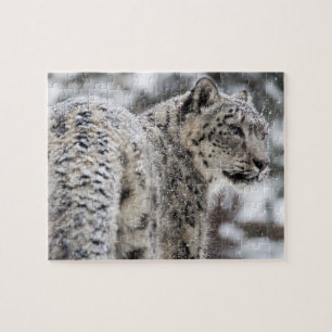 Schnee-Leopard-Profil im Schnee Puzzle