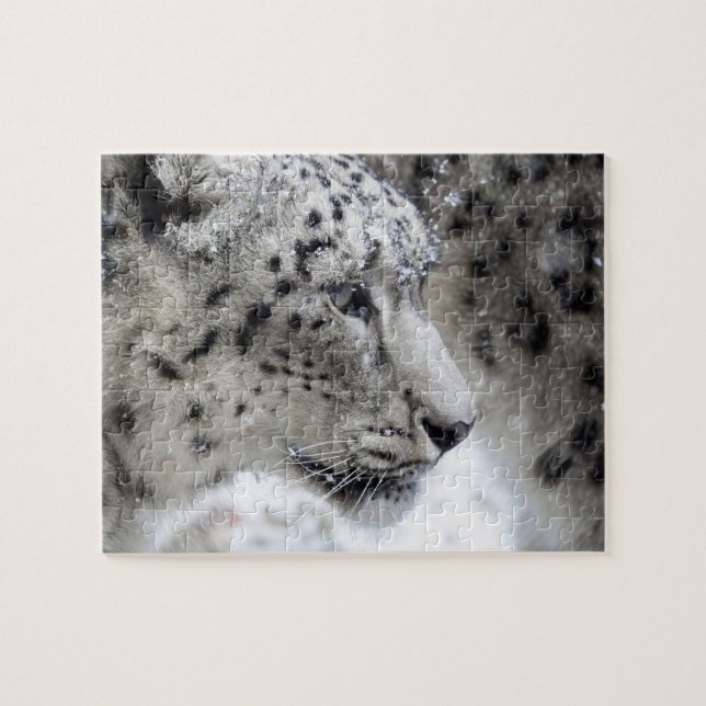 Schnee-Leopard-Profil im Schnee Puzzle (Horizontal)