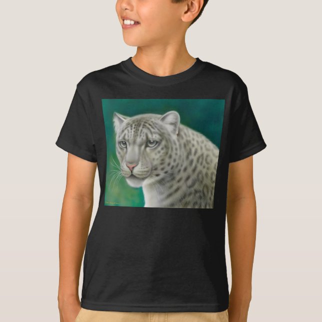 Schnee-Leopard scherzt dunklen T - Shirt (Vorderseite)