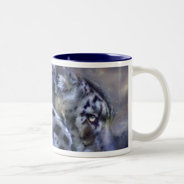 Schnee-Leopard-Tasse Zweifarbige Tasse (Rechts)