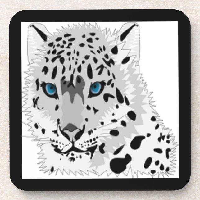 SCHNEE LEOPARD TIERE UNTERSETZER (Vorderseite)
