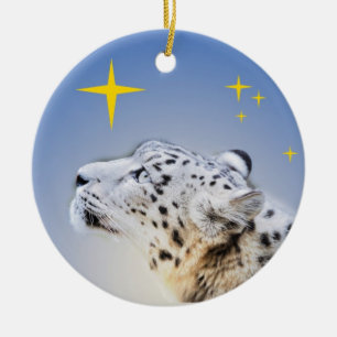 Schnee-Leopard und die Sterne Keramik Ornament