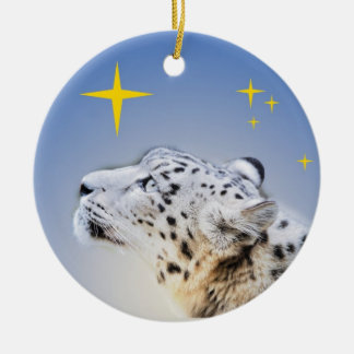 Schnee-Leopard und die Sterne Keramik Ornament