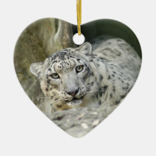 Schnee-Leopard-Weihnachtsverzierung Keramik Ornament