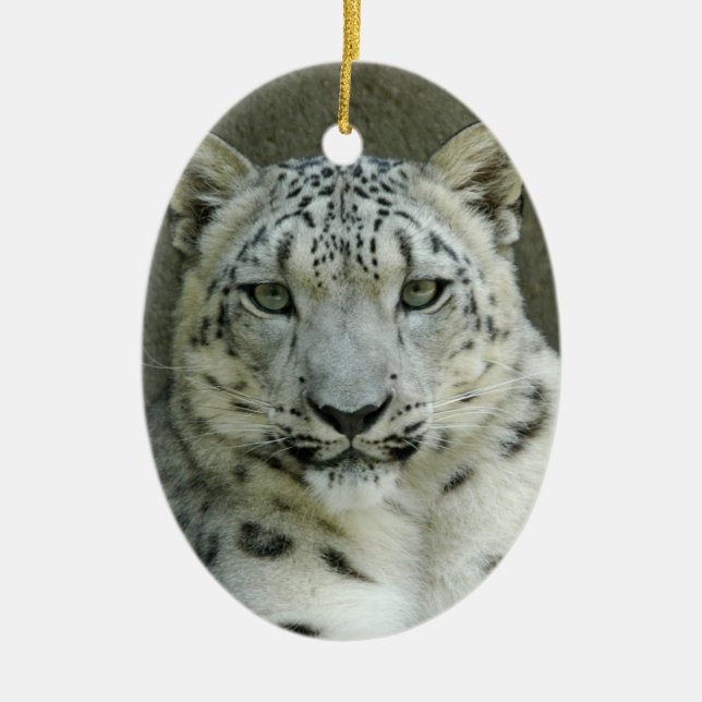 Schnee-Leopard-Weihnachtsverzierung Keramik Ornament (Vorne)
