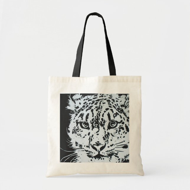 Schnee-Leopard-wiederverwendbare Tasche (Vorne)