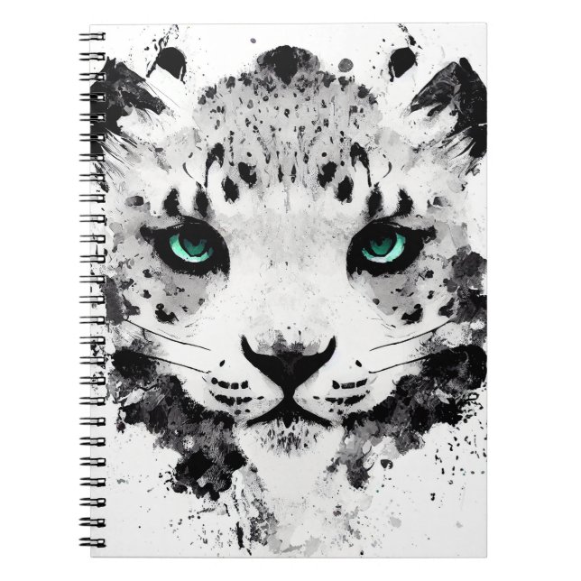 Schnee Leopard Wild Nature Tierfarben Malerei Notizblock (Vorderseite)