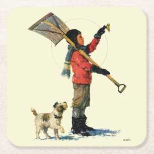 Schnee-Löffelente Rechteckiger Pappuntersetzer