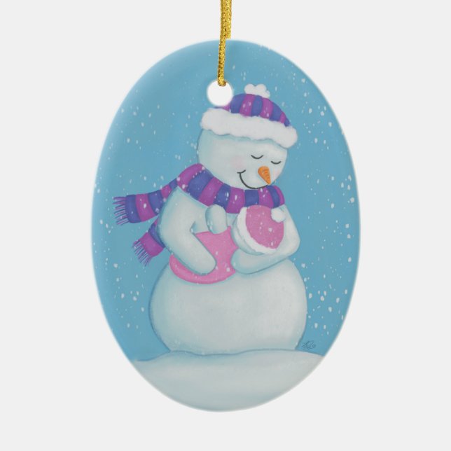 Schnee-Mama und Schnee-Baby-Girl Keramik Ornament