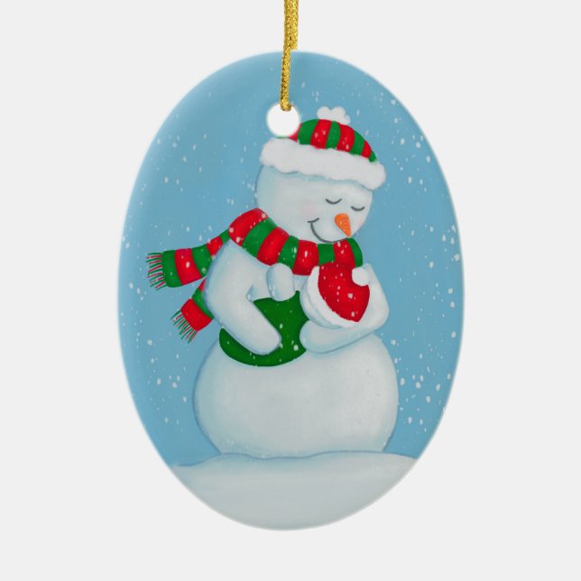 Schnee Mama und Schnee Weihnachten Keramikornament (Vorne)