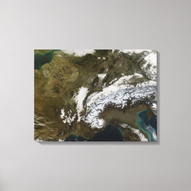 Schnee, Nebel und niedrige Wolken im Western Europ Leinwanddruck (Vorderseite)