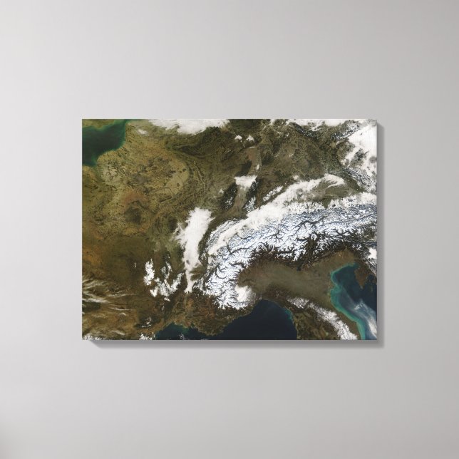 Schnee, Nebel und niedrige Wolken im Western Europ Leinwanddruck (Vorderseite)